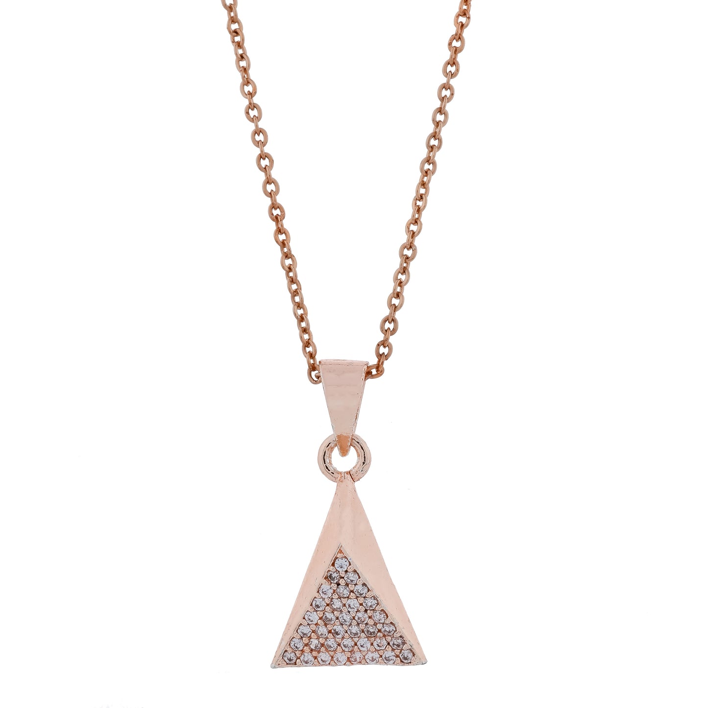 Geometric Elegance Rose Gold Triangle Necklace