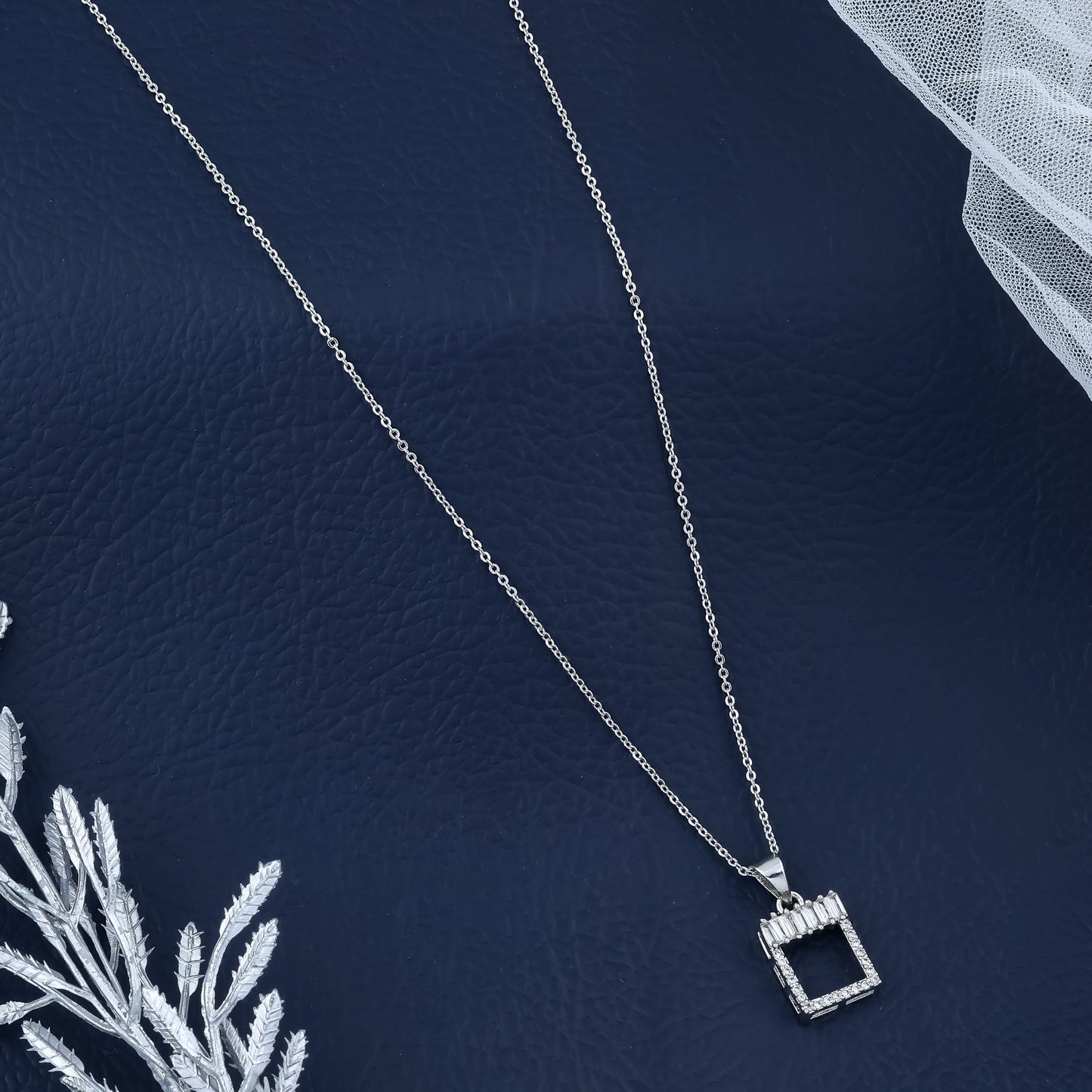 Aria Square Charm Pendant Necklace