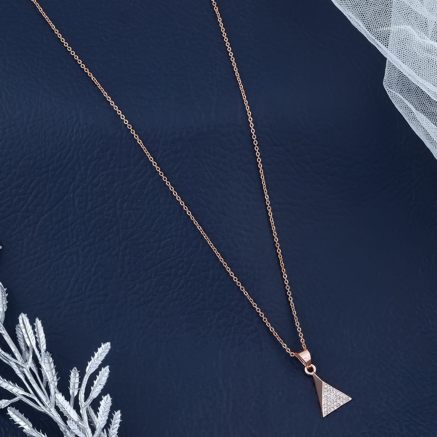 Geometric Elegance Rose Gold Triangle Necklace
