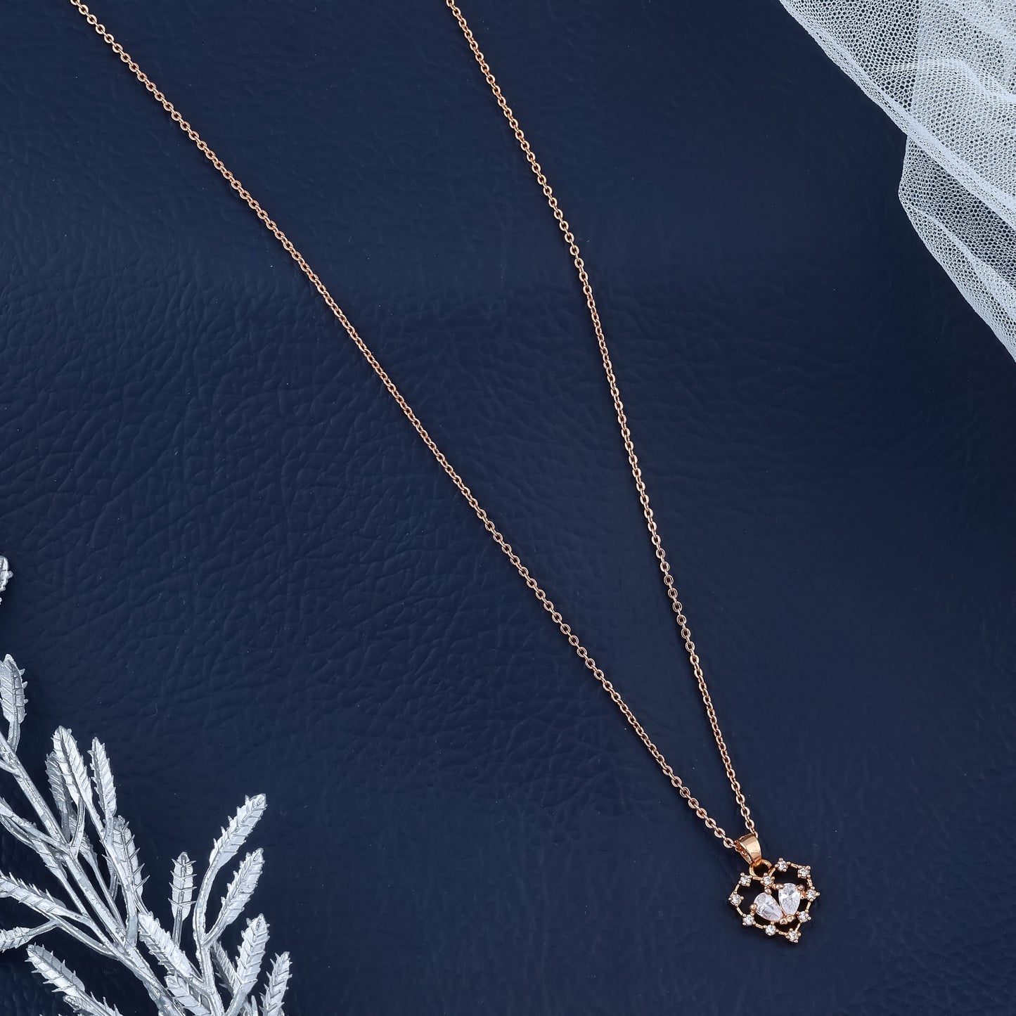 Blossom Heart Rose Pendant Necklace