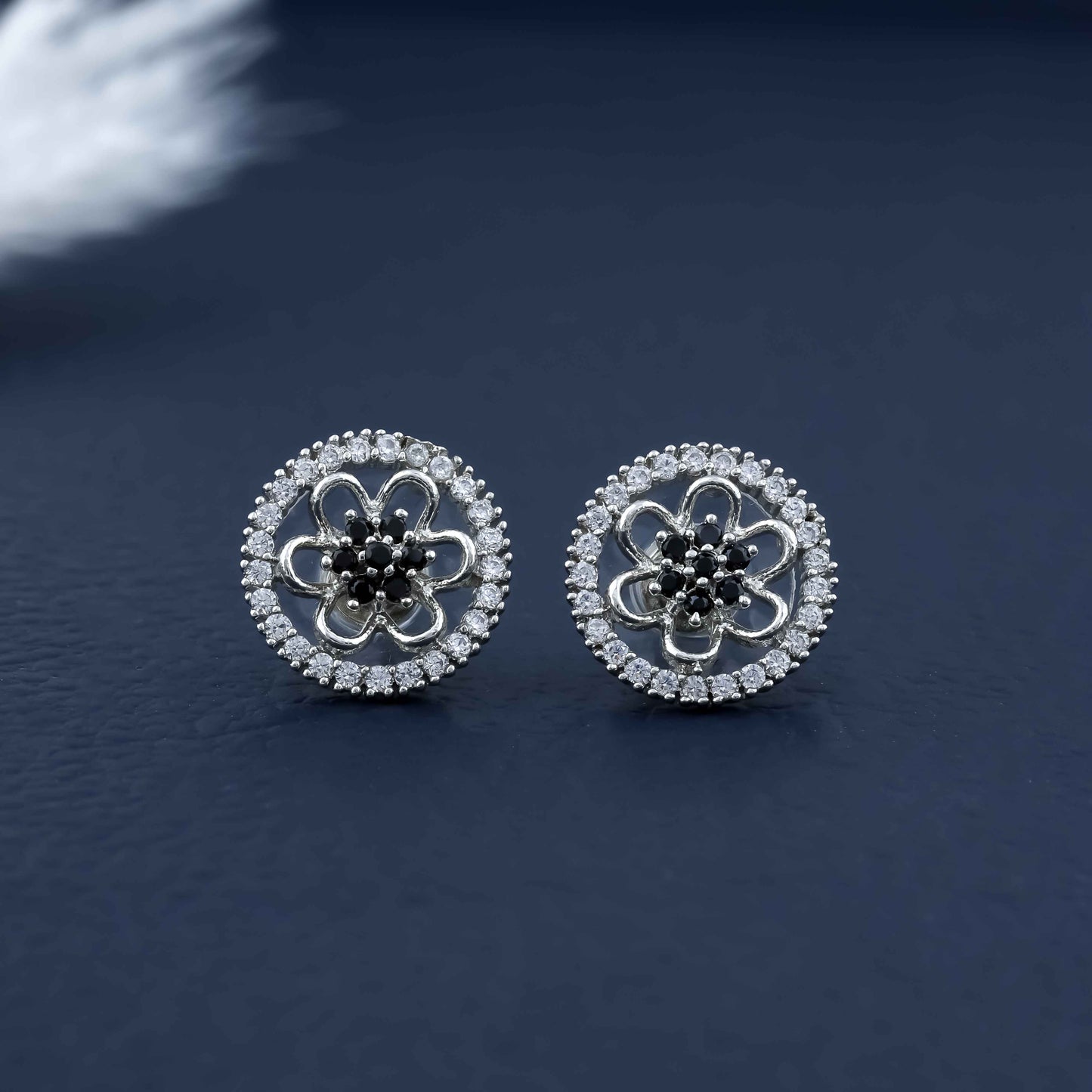 Black & White Floral Studs
