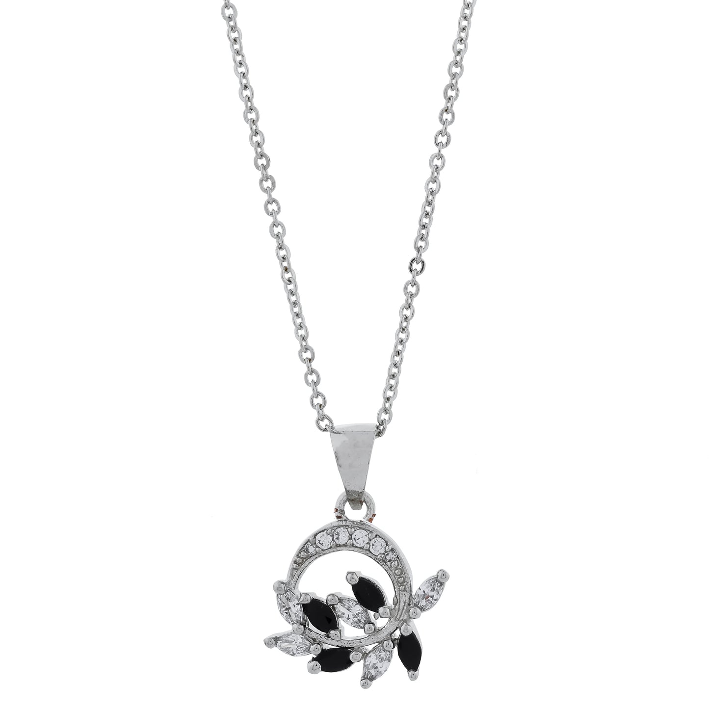 Noire Flora Circle Pendant Necklace