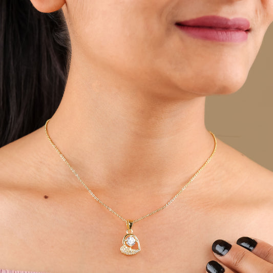 Golden Heart Spark Pendant Necklace