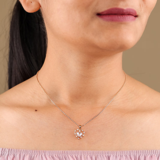 Blossom Heart Rose Pendant Necklace